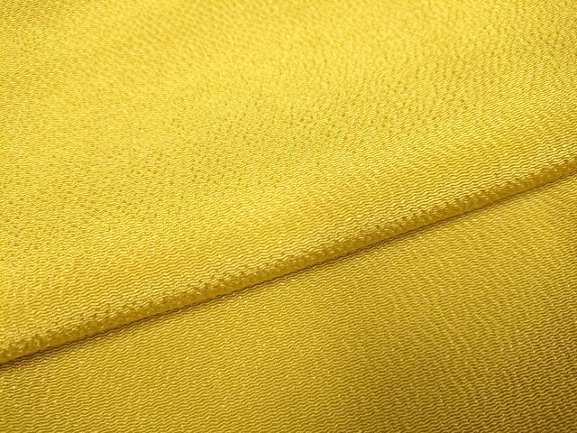 平和屋着物●上質な色無地　黄金色　鬼しぼ縮緬　正絹　逸品　DABE9600du