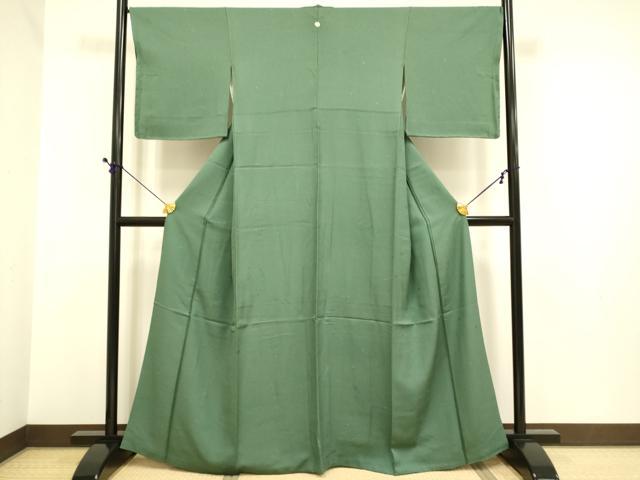 平和屋着物●上質な色無地　舞桜地紋　濃い薄青色　正絹　逸品　DABE9604du