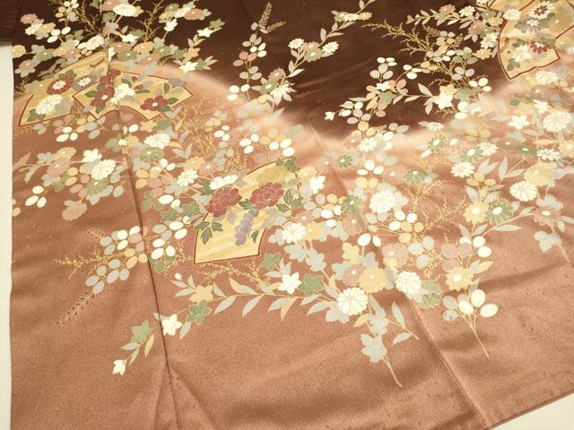 平和屋着物●訪問着　地紙枝花文　暈し染め　金銀彩　伊勢丹扱い　正絹　逸品　DABE9605du