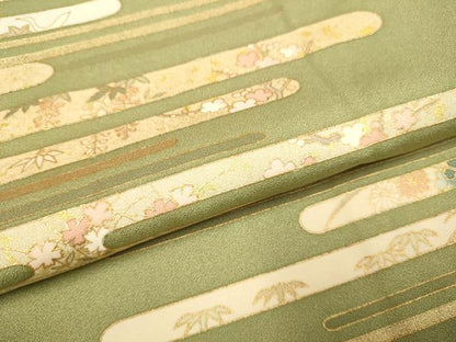 平和屋着物●訪問着　エ霞花鳥文　金彩　正絹　逸品　DABE9606du