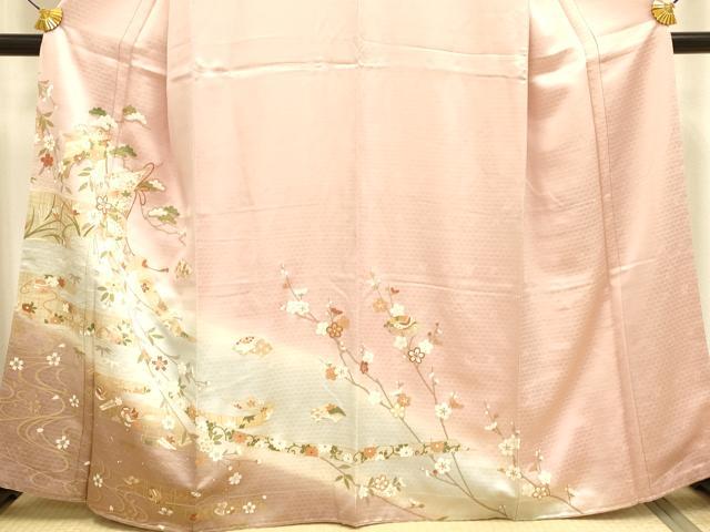 平和屋着物●訪問着　几帳鴛鴦花蝶文　暈し染め　金彩　正絹　逸品　DABE9607du