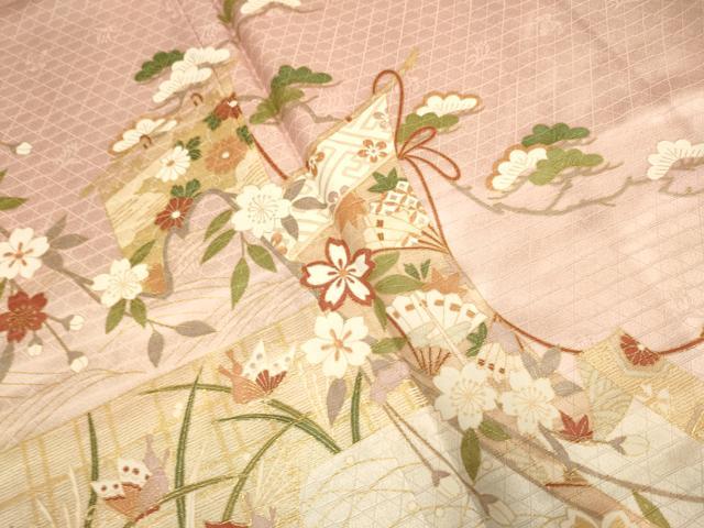 平和屋着物●訪問着　几帳鴛鴦花蝶文　暈し染め　金彩　正絹　逸品　DABE9607du