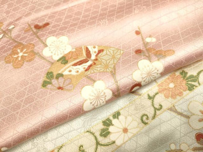 平和屋着物●訪問着　几帳鴛鴦花蝶文　暈し染め　金彩　正絹　逸品　DABE9607du