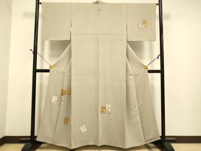 平和屋着物●訪問着　駒刺繍　色紙吉祥文　金彩　正絹　逸品　DABE9608du