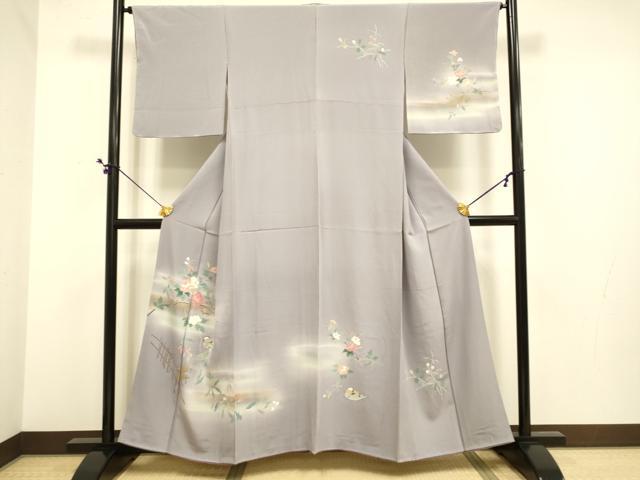平和屋着物●訪問着　花蝶文　暈し染め　金彩　正絹　逸品　未使用　DABE9609du