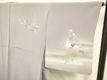 平和屋着物●訪問着　花蝶文　暈し染め　金彩　正絹　逸品　未使用　DABE9609du