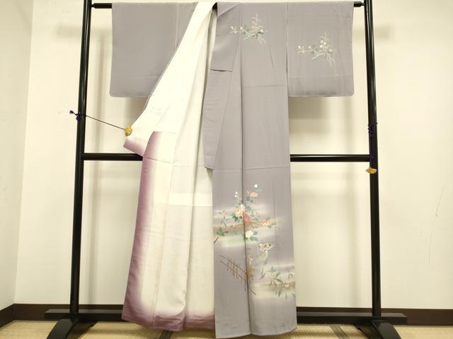 平和屋着物●訪問着　花蝶文　暈し染め　金彩　正絹　逸品　未使用　DABE9609du