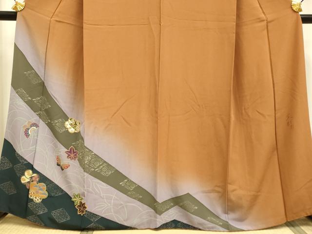 平和屋着物●伝統工芸士　京友禅染色作家　田家鬼彩　訪問着　花蝶文　暈し染め　正絹　逸品　DABE9610du