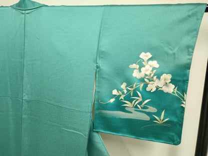 平和屋着物●訪問着　流水枝花文　暈し染め　金彩　正絹　逸品　DABE9611du