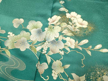 平和屋着物●訪問着　流水枝花文　暈し染め　金彩　正絹　逸品　DABE9611du