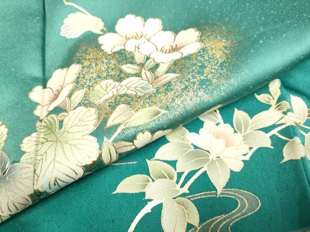 平和屋着物●訪問着　流水枝花文　暈し染め　金彩　正絹　逸品　DABE9611du
