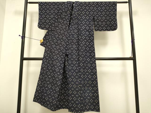平和屋着物●久留米絣　単衣　絣文様　綿　逸品　DABE9613du