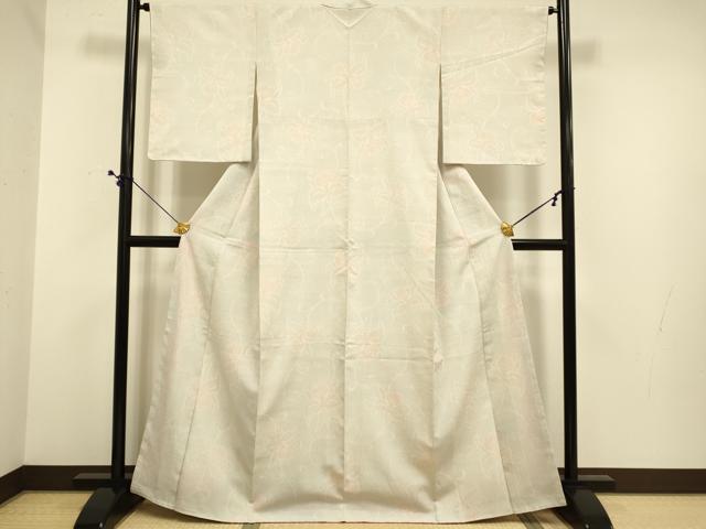 平和屋着物●本塩沢　110亀甲　草花文　正絹　逸品　DABE9616du