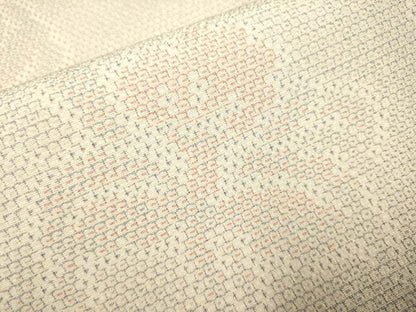 平和屋着物●本塩沢　110亀甲　草花文　正絹　逸品　DABE9616du