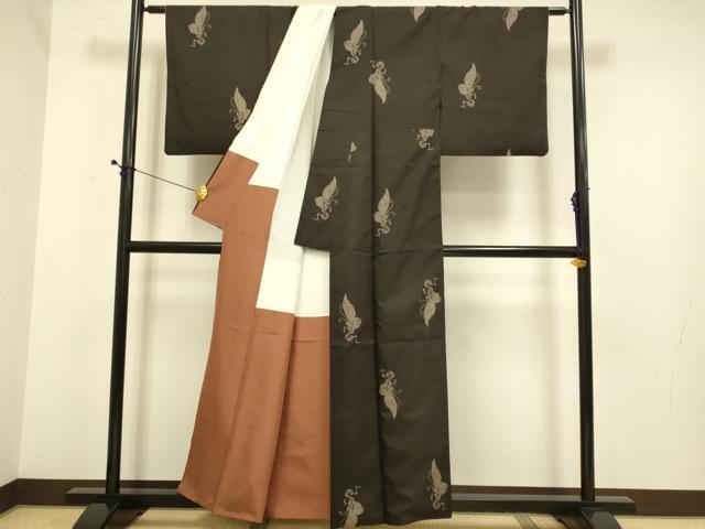 平和屋着物●本場大島紬　9マルキ　地空き　草花文　正絹　逸品　DABE9617du