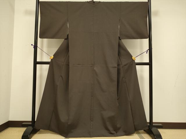 平和屋着物●江戸小紋　お召地　万筋　濃い藍鉄色×琥珀色　正絹　逸品　DABE9618du