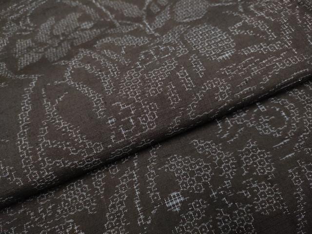 平和屋着物●結城紬　80亀甲　草花文　正絹　逸品　DABE9621du