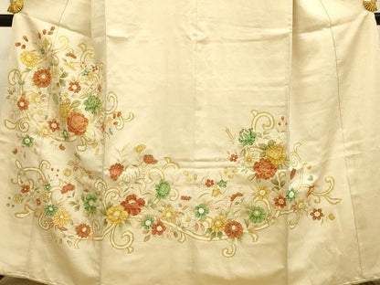平和屋着物●豪華色留袖　駒刺繍　草花文　金彩　高島屋扱い　正絹　逸品　DABE9623du