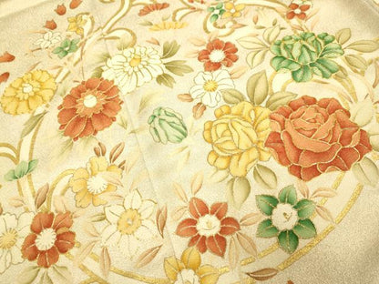 平和屋着物●豪華色留袖　駒刺繍　草花文　金彩　高島屋扱い　正絹　逸品　DABE9623du