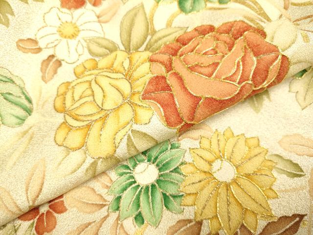 平和屋着物●豪華色留袖　駒刺繍　草花文　金彩　高島屋扱い　正絹　逸品　DABE9623du