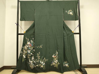 平和屋着物●訪問着　草花文　金彩　正絹　逸品　DABE9624du