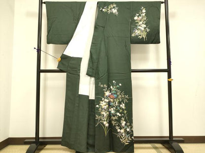 平和屋着物●訪問着　草花文　金彩　正絹　逸品　DABE9624du