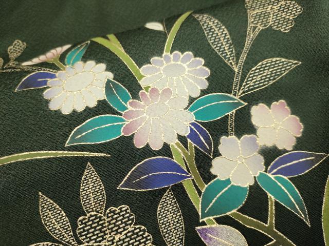 平和屋着物●訪問着　草花文　金彩　正絹　逸品　DABE9624du