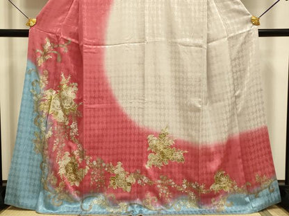 平和屋着物●訪問着　草花文　暈し染め　金彩　正絹　逸品　DABE9626du