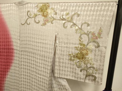 平和屋着物●訪問着　草花文　暈し染め　金彩　正絹　逸品　DABE9626du