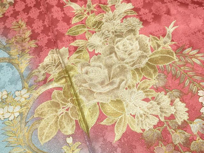 平和屋着物●訪問着　草花文　暈し染め　金彩　正絹　逸品　DABE9626du