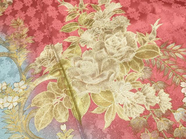 平和屋着物●訪問着　草花文　暈し染め　金彩　正絹　逸品　DABE9626du