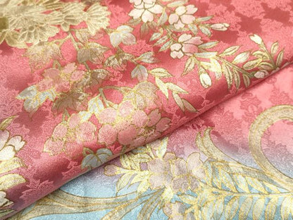 平和屋着物●訪問着　草花文　暈し染め　金彩　正絹　逸品　DABE9626du