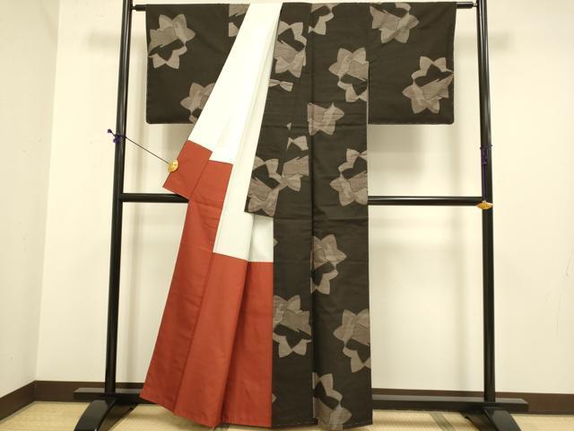 平和屋着物●本場大島紬　7マルキ　楓文　正絹　逸品　DABE9627du
