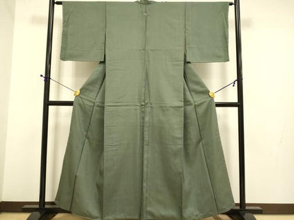 平和屋着物●上質な紬　色無地　藍媚茶色　正絹　逸品　未使用　DABE9628du