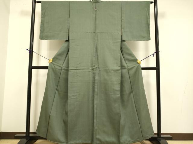 平和屋着物●上質な紬　色無地　藍媚茶色　正絹　逸品　未使用　DABE9628du