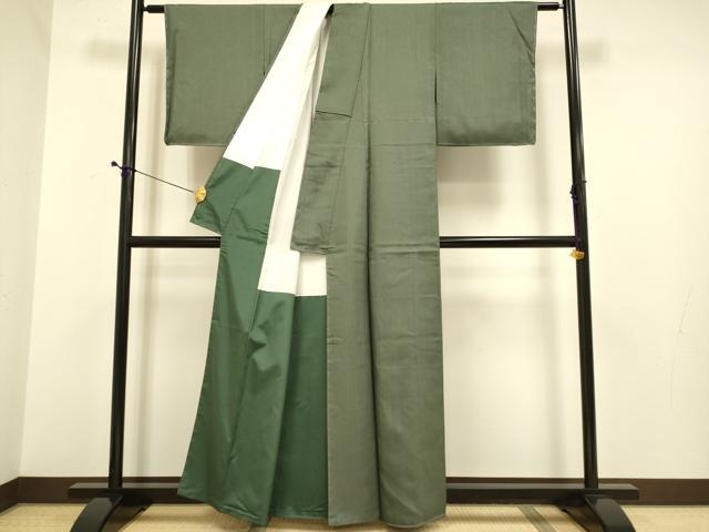 平和屋着物●上質な紬　色無地　藍媚茶色　正絹　逸品　未使用　DABE9628du
