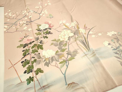平和屋着物●訪問着　花蝶文　暈し染め　金彩　正絹　逸品　DABE9629du