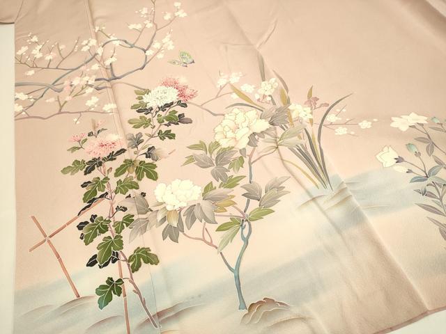 平和屋着物●訪問着　花蝶文　暈し染め　金彩　正絹　逸品　DABE9629du