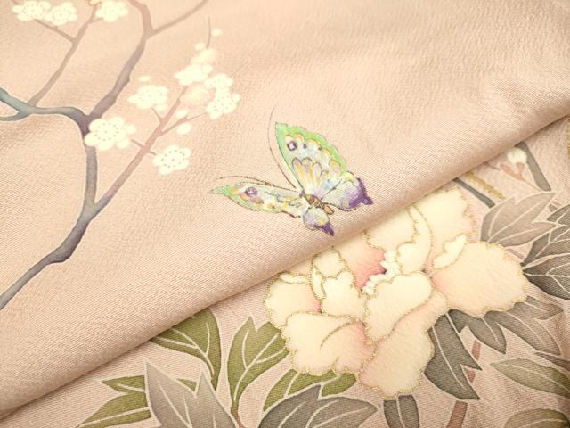 平和屋着物●訪問着　花蝶文　暈し染め　金彩　正絹　逸品　DABE9629du
