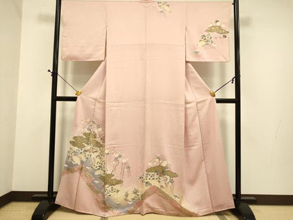 平和屋着物●訪問着　花鳥文　暈し染め　金銀彩　正絹　逸品　DABE9630du
