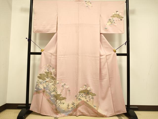 平和屋着物●訪問着　花鳥文　暈し染め　金銀彩　正絹　逸品　DABE9630du