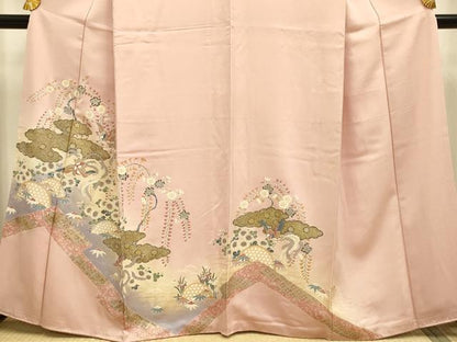 平和屋着物●訪問着　花鳥文　暈し染め　金銀彩　正絹　逸品　DABE9630du
