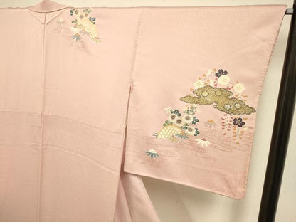 平和屋着物●訪問着　花鳥文　暈し染め　金銀彩　正絹　逸品　DABE9630du