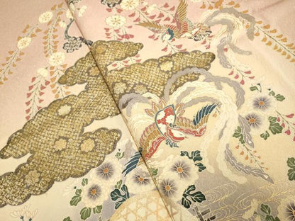 平和屋着物●訪問着　花鳥文　暈し染め　金銀彩　正絹　逸品　DABE9630du