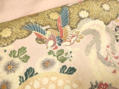 平和屋着物●訪問着　花鳥文　暈し染め　金銀彩　正絹　逸品　DABE9630du