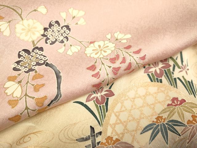 平和屋着物●訪問着　花鳥文　暈し染め　金銀彩　正絹　逸品　DABE9630du