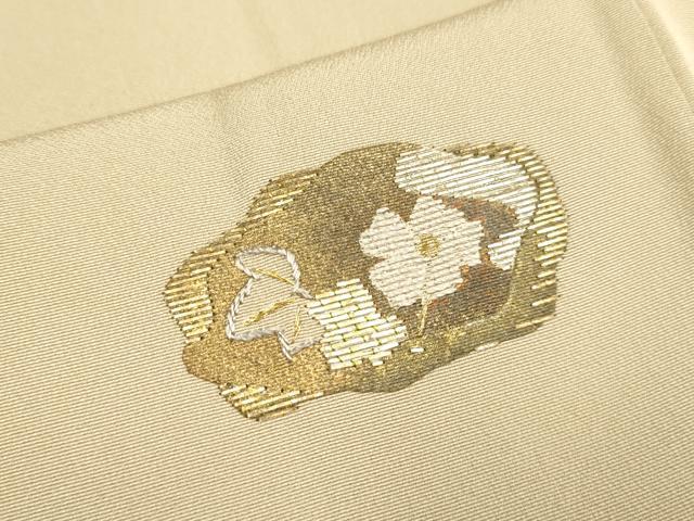 平和屋着物●訪問着　竹屋町刺繍　草花文　金彩　正絹　逸品　DABE9631du