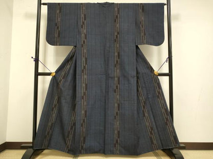 平和屋着物●結城紬　80亀甲　エ霞間道　正絹　逸品　DABE9633du