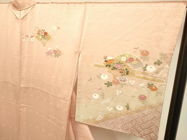 平和屋着物●訪問着　扇花文　金彩　正絹　逸品　DABE9635du