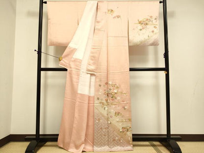平和屋着物●訪問着　扇花文　金彩　正絹　逸品　DABE9635du